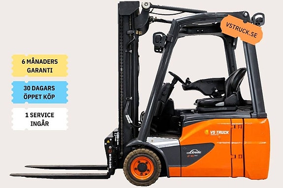 Linde E16C-02, 1,6-tons el motviktstruck m NYTT Batteri!