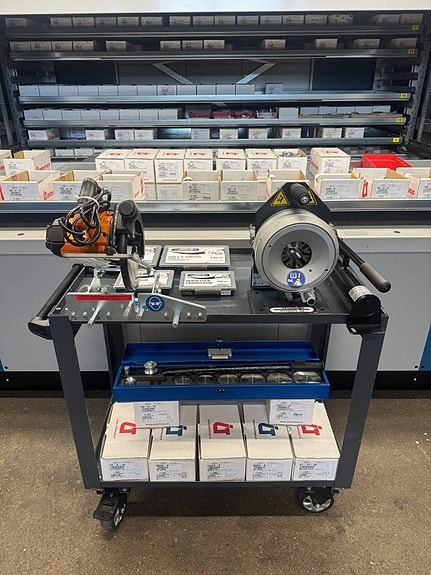 Slangpress miniverkstad på rullbord