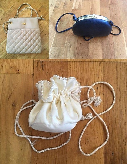 Tre söta vintage aftonväskor, Dam