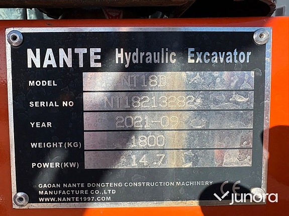 Minigrävare - Nante NT-18D, 1.8 ton, med hytt 22 of 22