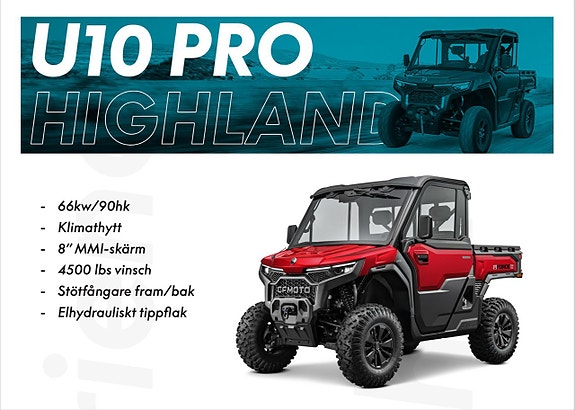 CFMOTO U FORCE 1000 U10 Highland PRO Grön i lager lev klar VI BYTER IN BIL BÅT ATV i HUDIK 8 of 19