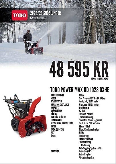 Toro Power Max HD 1028 OXHE Snöslunga