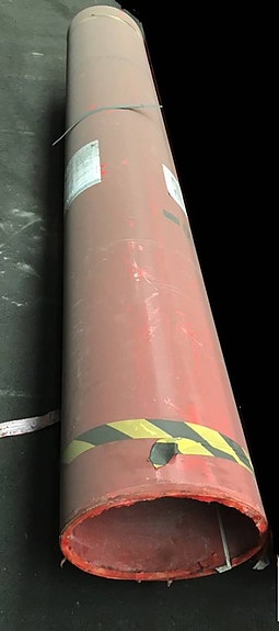 Röd plast Gjutform med spänne o band, diameter 800mm L=3m