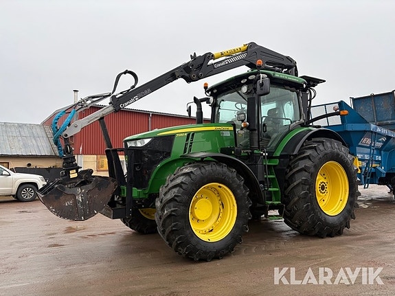 Traktor John Deere 7290R med kran