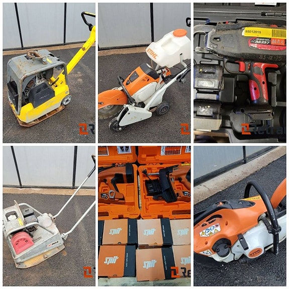 Markvibratorer, kapmaskin, glättare, golvsåg, najmaskin