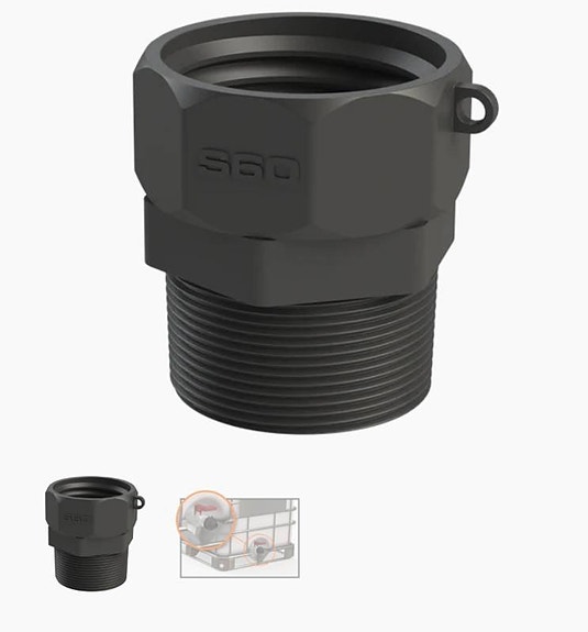 Älvestad-Tanken IBC adapter S60X6 x Utvändig gänga 2″