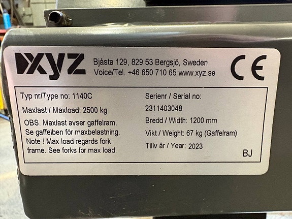 Pallgafflar: XYZ. 2500 kg. Fäste: Trima/SMS/Ålö 3/Euro, 5 of 5