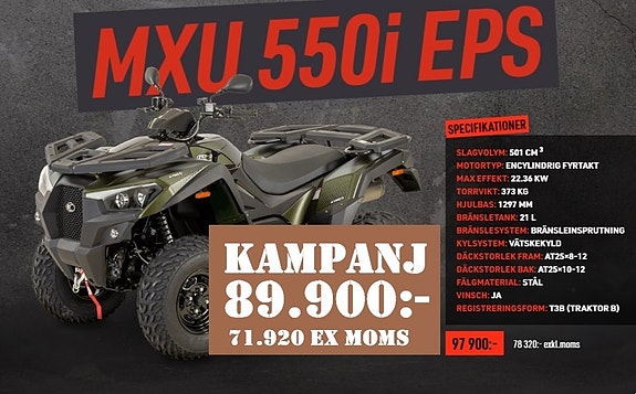 Kymco MXU 550 T3B KAMPANJPRIS