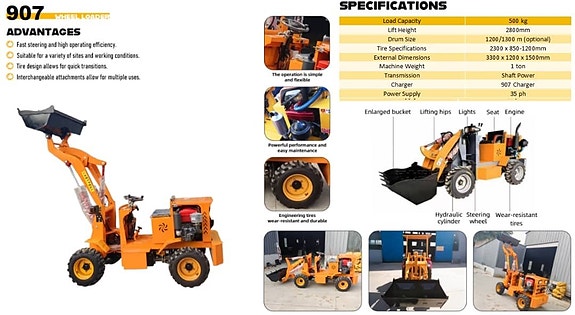 Hjullastare 1000KG Yanmarx Diesel Skopa & Snöblad. OMG LEV. 9 of 9