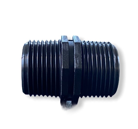 Älvestad-Tanken PP Nippel med utvändig gänga från 1/2 -3"