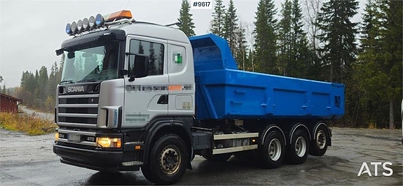 Scania R124 Tridem Tippbil med LAXO (199,000:- ex moms)