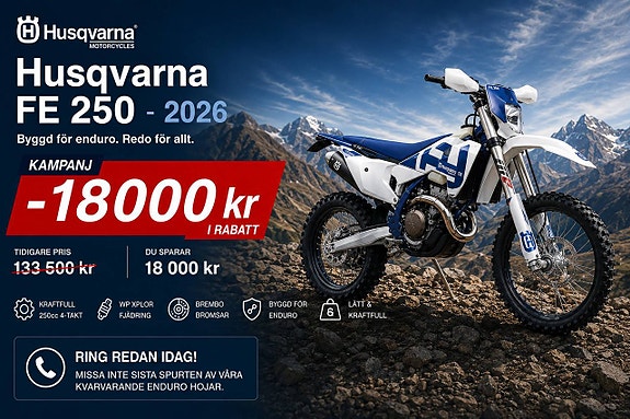 Husqvarna FE 250  | Kampanj | 18 000 kr i rabatt!