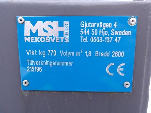 MSH Planeringsskopa 2,6m med snötillsats 4 of 4