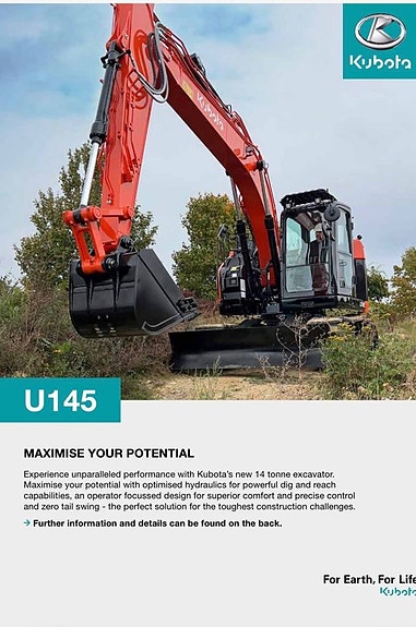 Kubota U145 Bandgrävmaskin 5år garanti fria timmar 3 of 6