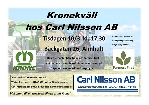 Kronekväll hos Carl Nilsson AB 10/3