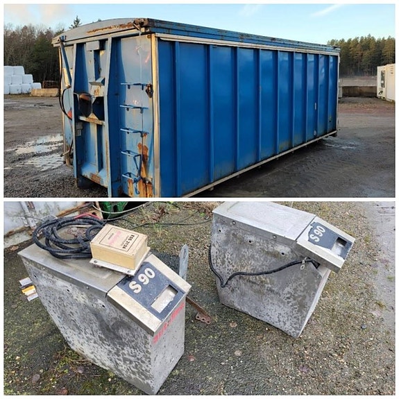 Lastväxlarflak CMT 30 kubik och Sandspridare för lastbil