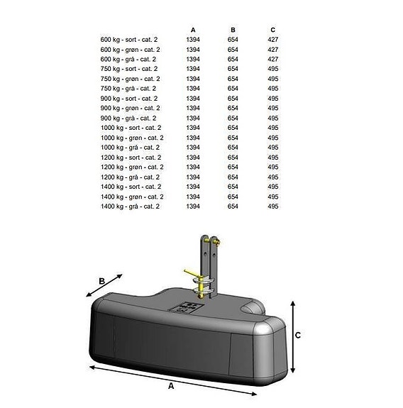 750/1000/1200/1400kg 3-PUNKTS FRONTVIKTER / BUMPER 4 of 10