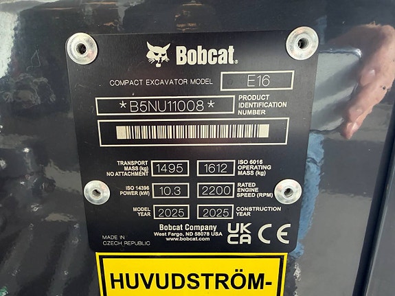 Bobcat E16 - 1612 kg - Leveransklar - 0,99% Ränta 5 of 5