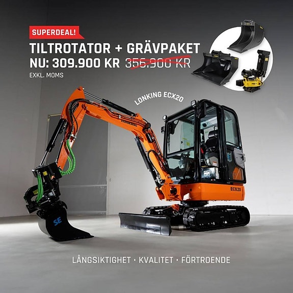 VÅRKAMPANJ Lonking ECX20 med tiltrotator och grävpaket