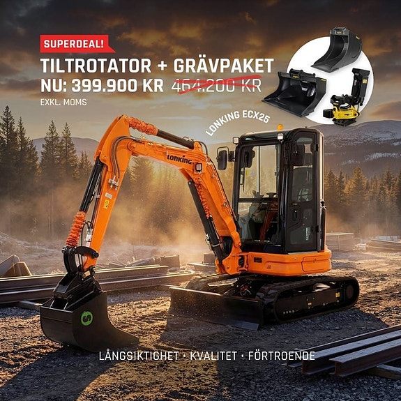 VÅRKAMPANJ Lonking ECX25 med tiltrotator och grävpaket