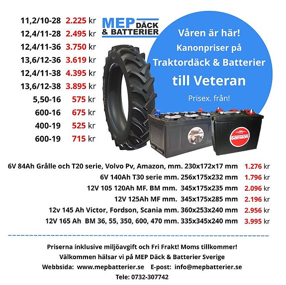 Veterantraktor däck batteri