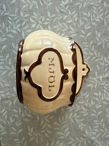 Gustavsberg Pyro mjölburk keramik beige brun