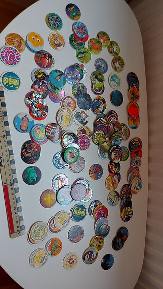 Stor samling POG / Tazos 150+ st – vintage / holo / retro