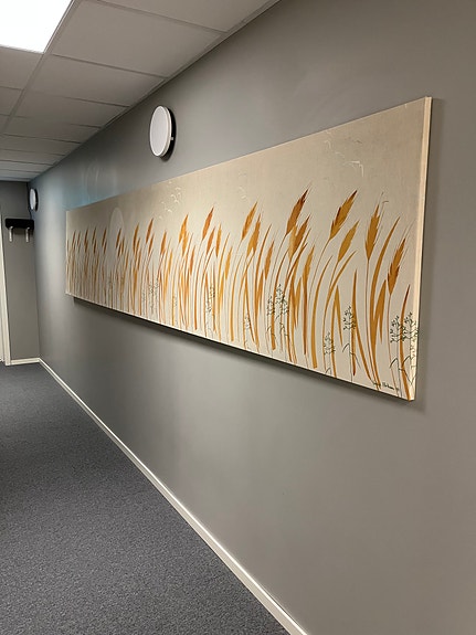 Stor signerad tavla / handtryck – ETA Hedman (1984) – 4 m