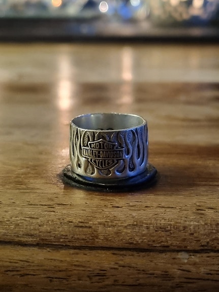 Harley-Davidson MOD RARE Vintage Silver flame band. US8