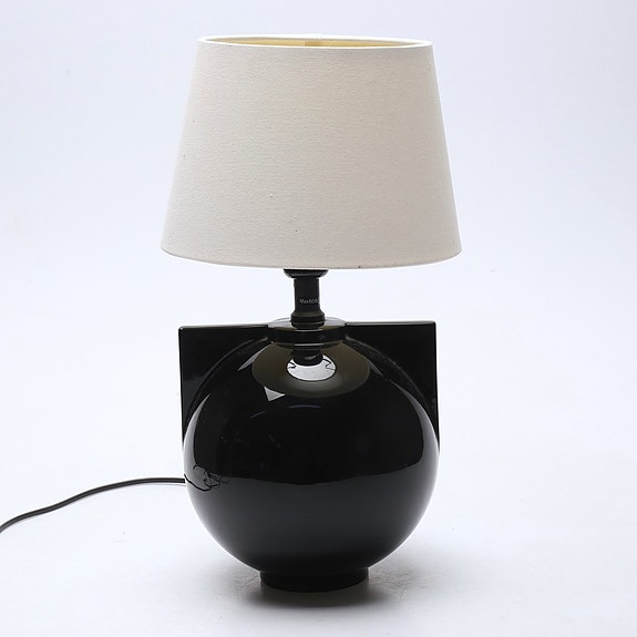 Stor vintage bordslampa, svart keramik retro Ikea, art deco stil