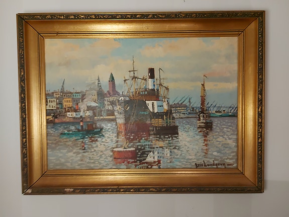 Tavla Eric Lundgren oljemålning signerad