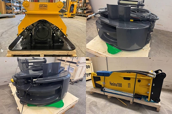 Markvibrator, grävmaskin, Träklipp, hydralhammare