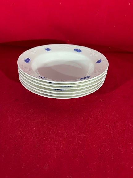 6 djupa tallrikar Old Gustavsberg Blå Blom 22 cm