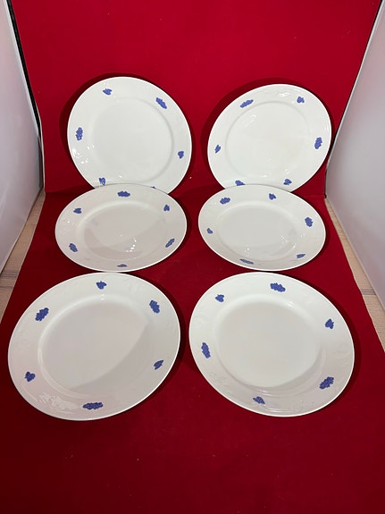 6 tallrikar Old Gustavsberg Blå blom 24,5cm Fint skick