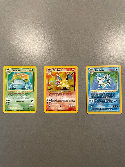 Pokemon kort Base set Charizard Venusaur Blastoise