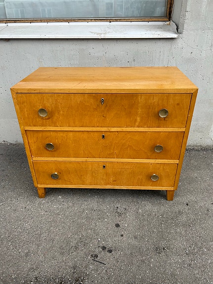 Svensk retro vintage funkis byrå i björk från 1930-, 40- eller 50-talet