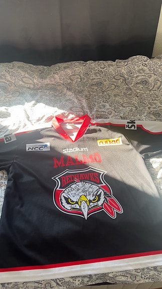 Malmö Redhawks hockeytröja stl L svart/röd