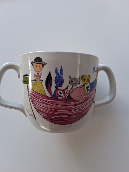 Gustavsberg Krakel Spektakel mugg med dubbla handtag