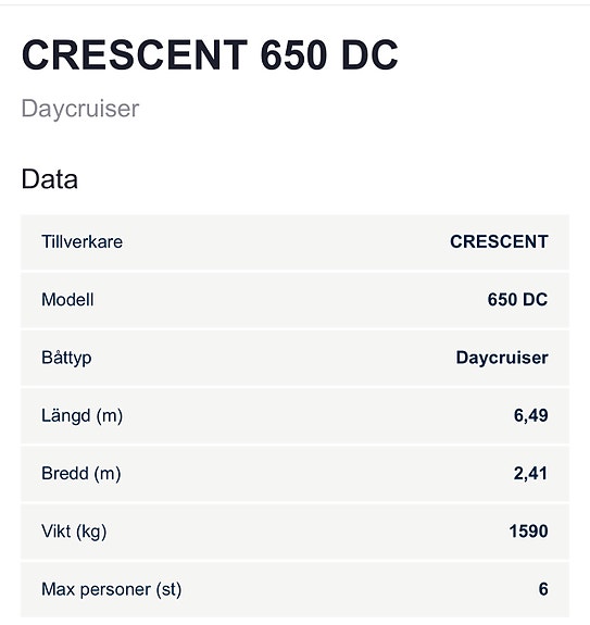 Crescent 650 DC -2011. Volvo Penta 3,0 L, Fin och påkostad daycruiser 13 of 13