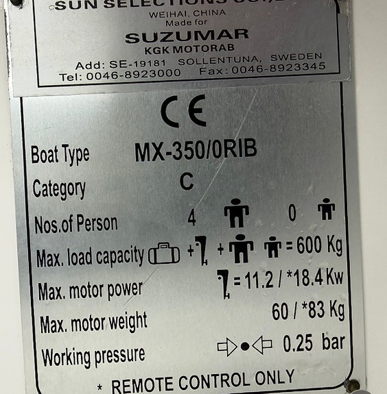 Suzumar 350 RIB med 20hk och båttrailer 8 of 8
