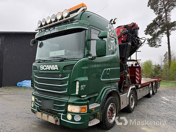 Bodbil Scania R480 med Fassi F950XP kran & jib med Fruehauf bodkärra