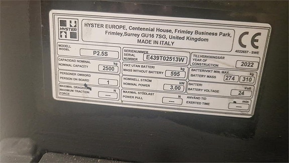 Hyster P2.5S 5 of 5