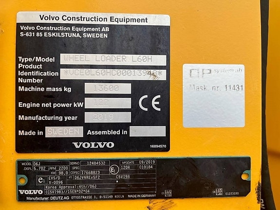 Volvo L60H Lång bom, Hjullastare 20 of 24