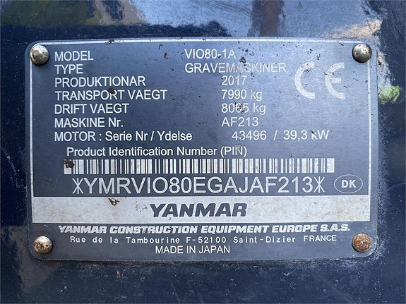 Yanmar VIO80-1A 12 of 12