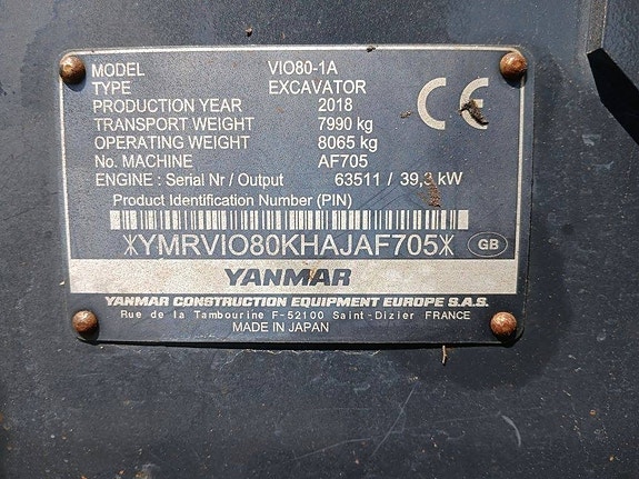 Yanmar Vio 80-1, Grävmaskin 18 of 18
