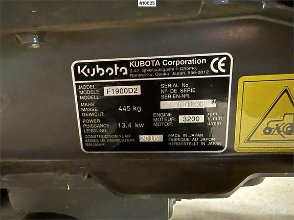 Åkgräsklippare Kubota F1900 Diesel 4WD (95,000:- ex moms) 15 of 23