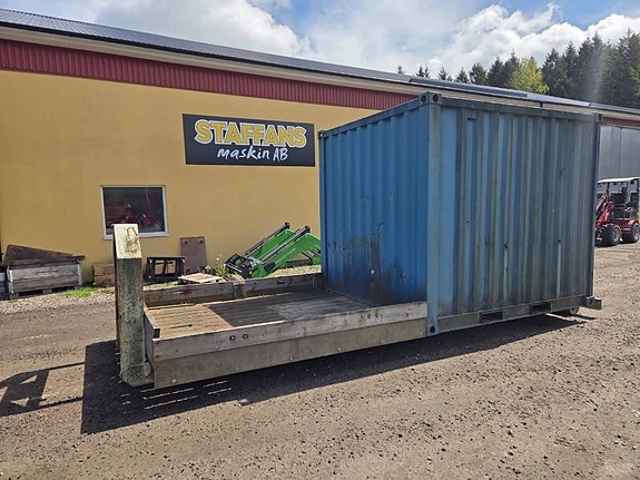 Container på ram med flak 6m