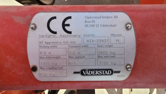 Harv Väderstad NZA 600 8 of 8