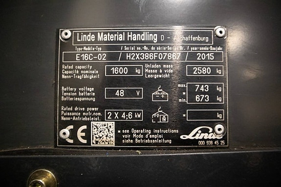 Linde E16C-02, 1,6-tons el motviktstruck m NYTT Batteri! 10 of 10
