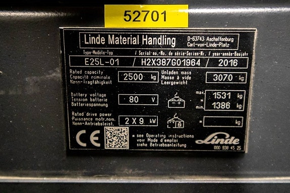 Linde E25L-01, 2,5-ton elmotvikt m nytt aggregat 10 of 10